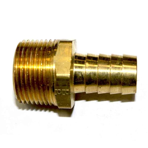 Interstate Pneumatics Brass Hose Barb Fitting, Connector, 5/8 Inch Barb X 3/4 Inch NPT Male End FM98-5 - main